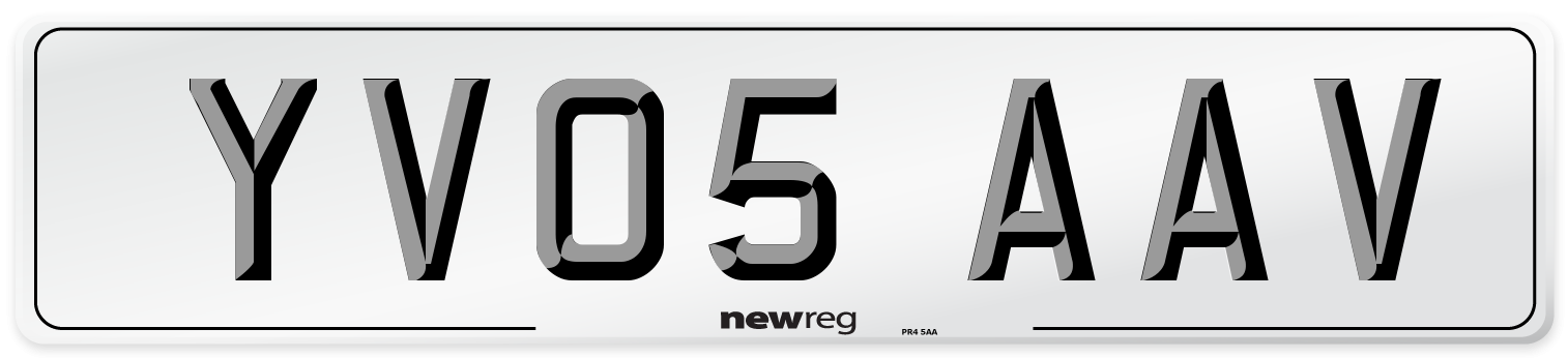 YV05 AAV Number Plate from New Reg